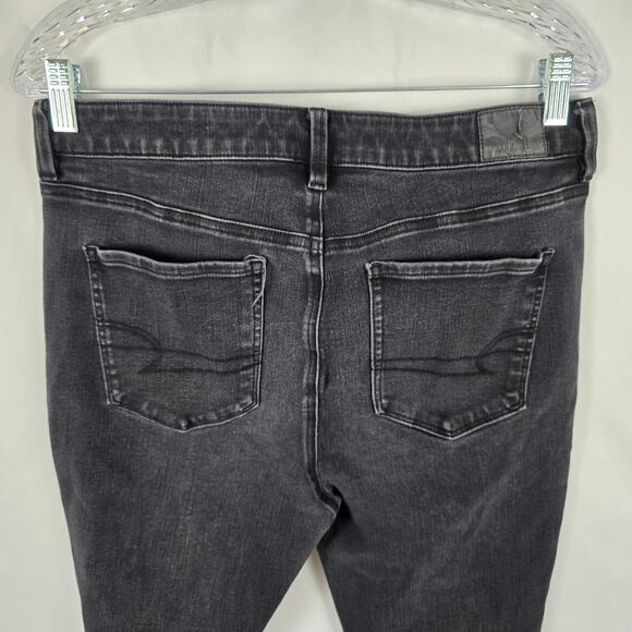 American Eagle Jeggings Women's 12 Black The Dream Jean Distressed - Picture 3 of 15